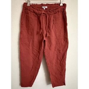 Madewell Womens Terracotta Cotton Double Gauze Paperbag Waist Pants MD371 S